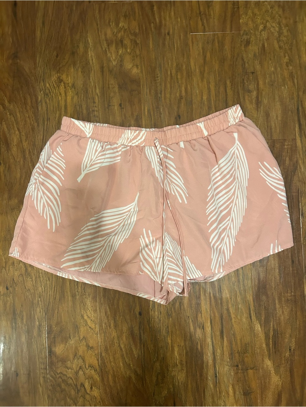 SHEIN Pink Feather-Print Casual Lounge Shorts With Drawstring Size 3XL